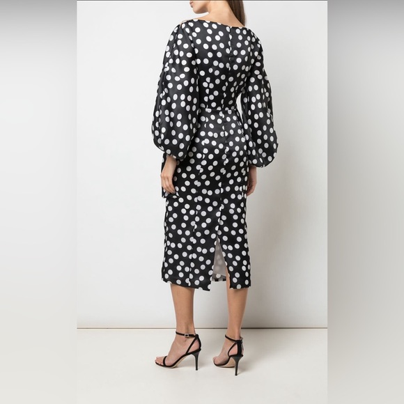 Carolina Herrera Puff Slv Wide V Neck Dress - Picture 3 of 7